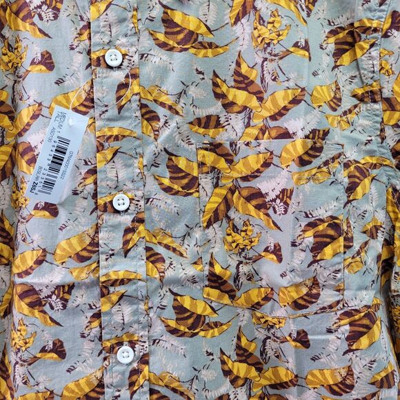 Goodthreads Men’s Standard Shirt Brown Shirt Autumn Leaves Pattern Button-Up MT - Picture 4 of 12